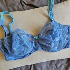 34G Paramour lace bra, blue (turquoise, light blue, teal)